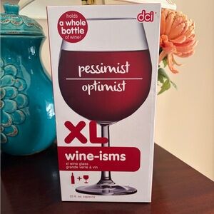 NWT DCI XL Wine-isms “Optimist Pessimist” Wine Glasss